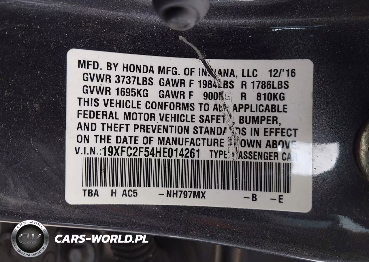 2017 Honda Civic Lx VIN:19XFC2F54HE014261 - 9