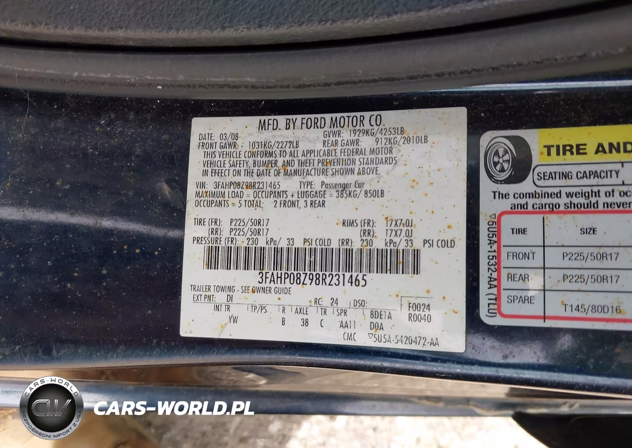 2008 Ford Fusion Sel VIN:3FAHP08Z98R231465 - 9