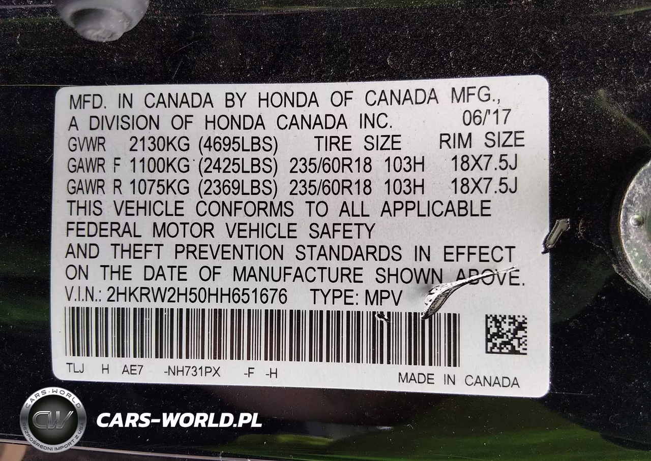 2017 Honda Cr-V Ex VIN:2HKRW2H50HH651676 - 9