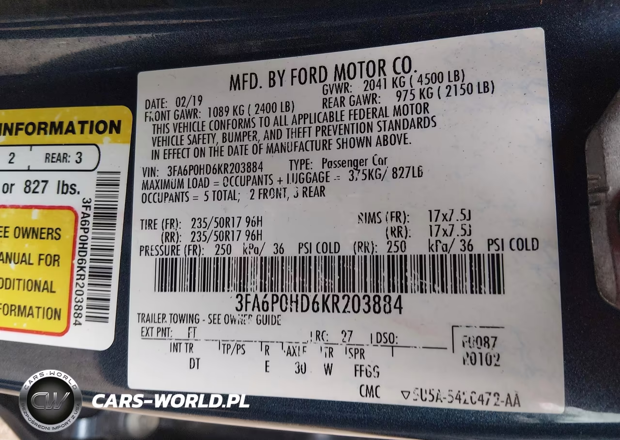 2019 Ford Fusion Se VIN:3FA6P0HD6KR203884 - 9