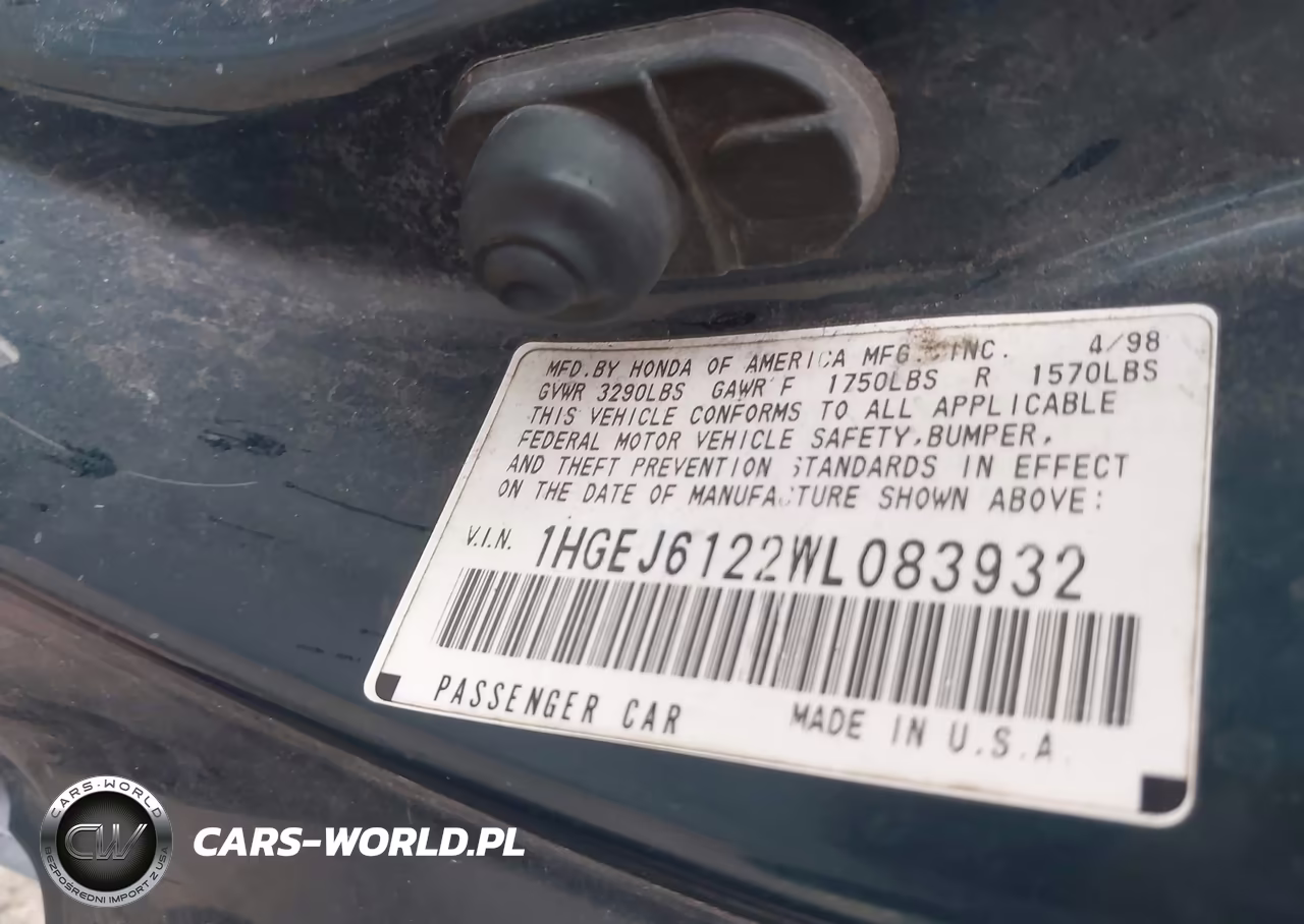 1998 Honda Civic Dx VIN:1HGEJ6122WL083932 - 9