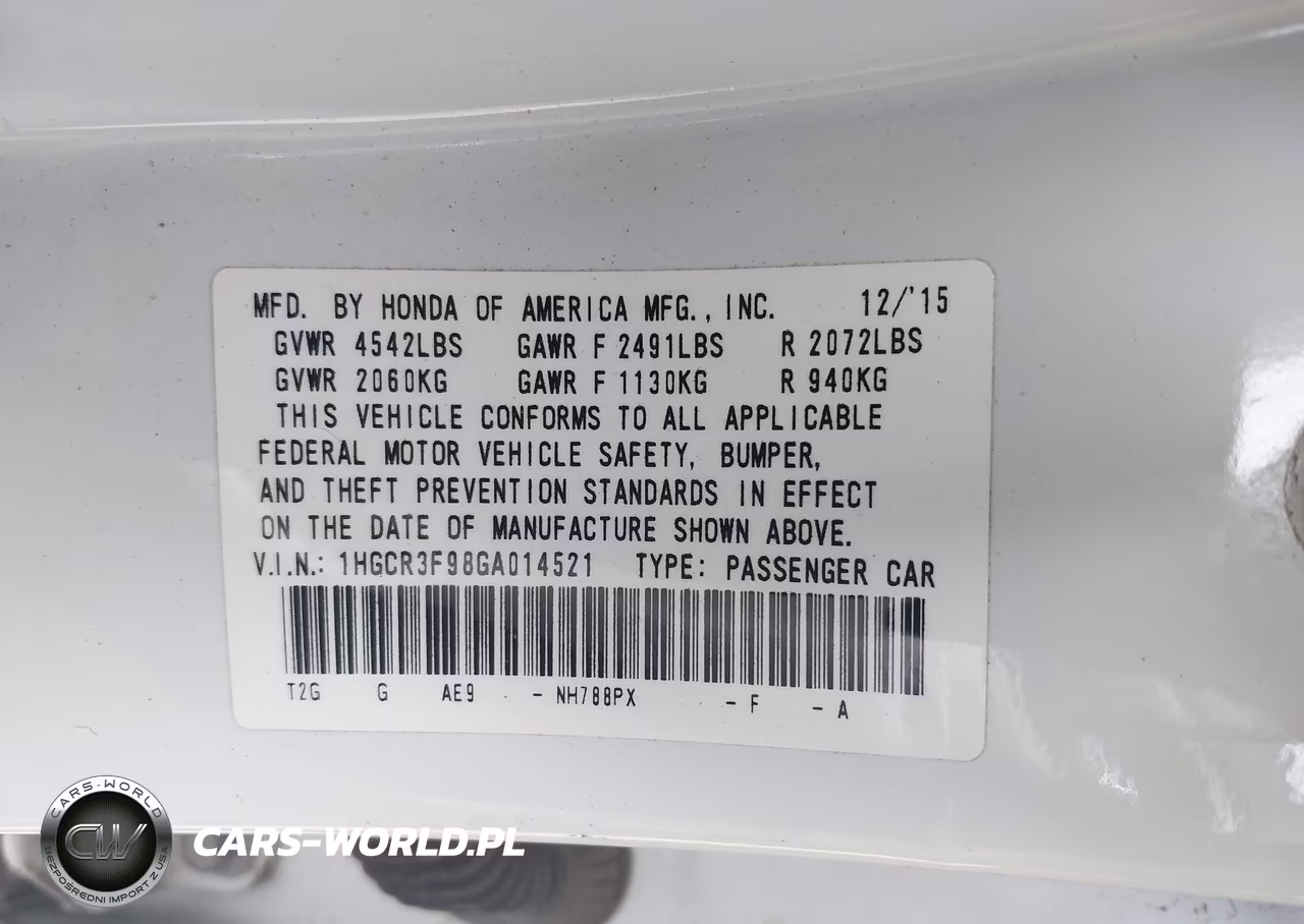 2016 Honda Accord Touring VIN:1HGCR3F98GA014521 - 9