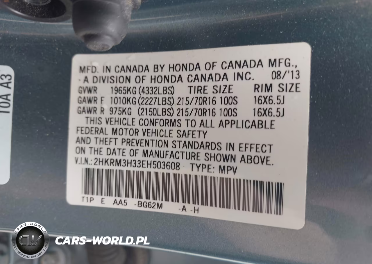 2014 Honda Cr-V Lx VIN:2HKRM3H33EH503608 - 9