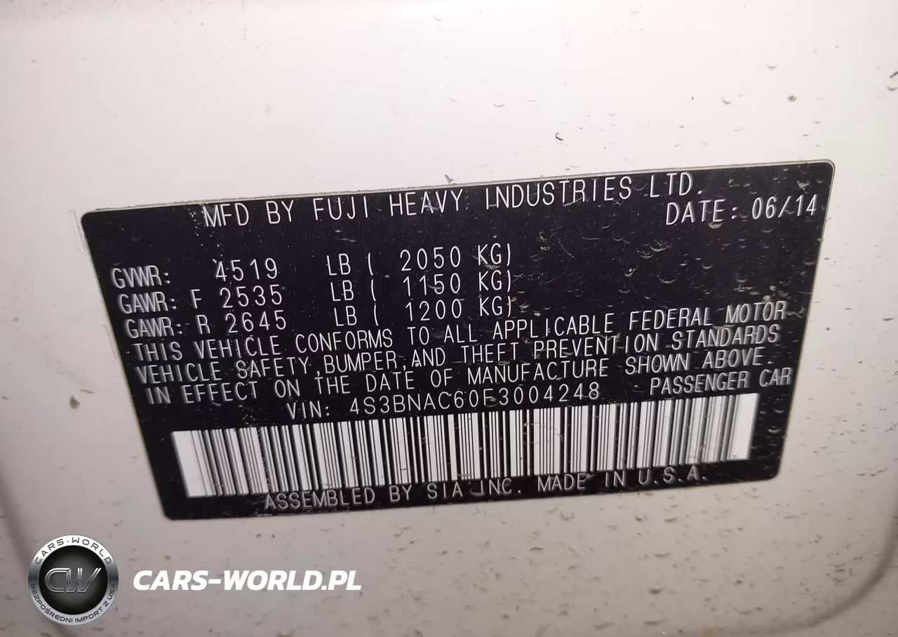 2015 Subaru Legacy 2.5I Premium VIN:4S3BNAC60F3004248 - 9