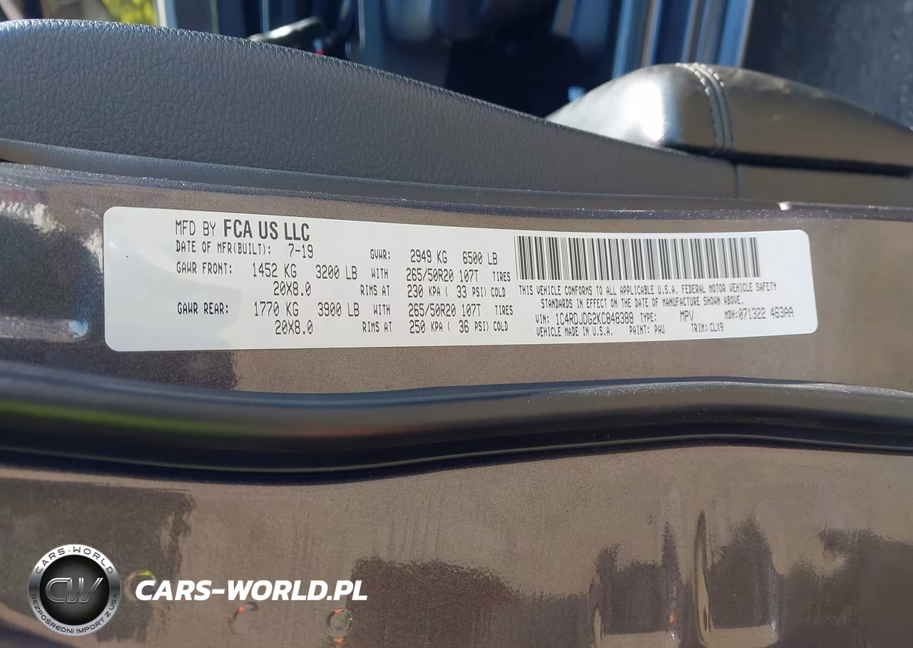2019 Dodge Durango Gt Plus Awd VIN:1C4RDJDG2KC848388 - 9