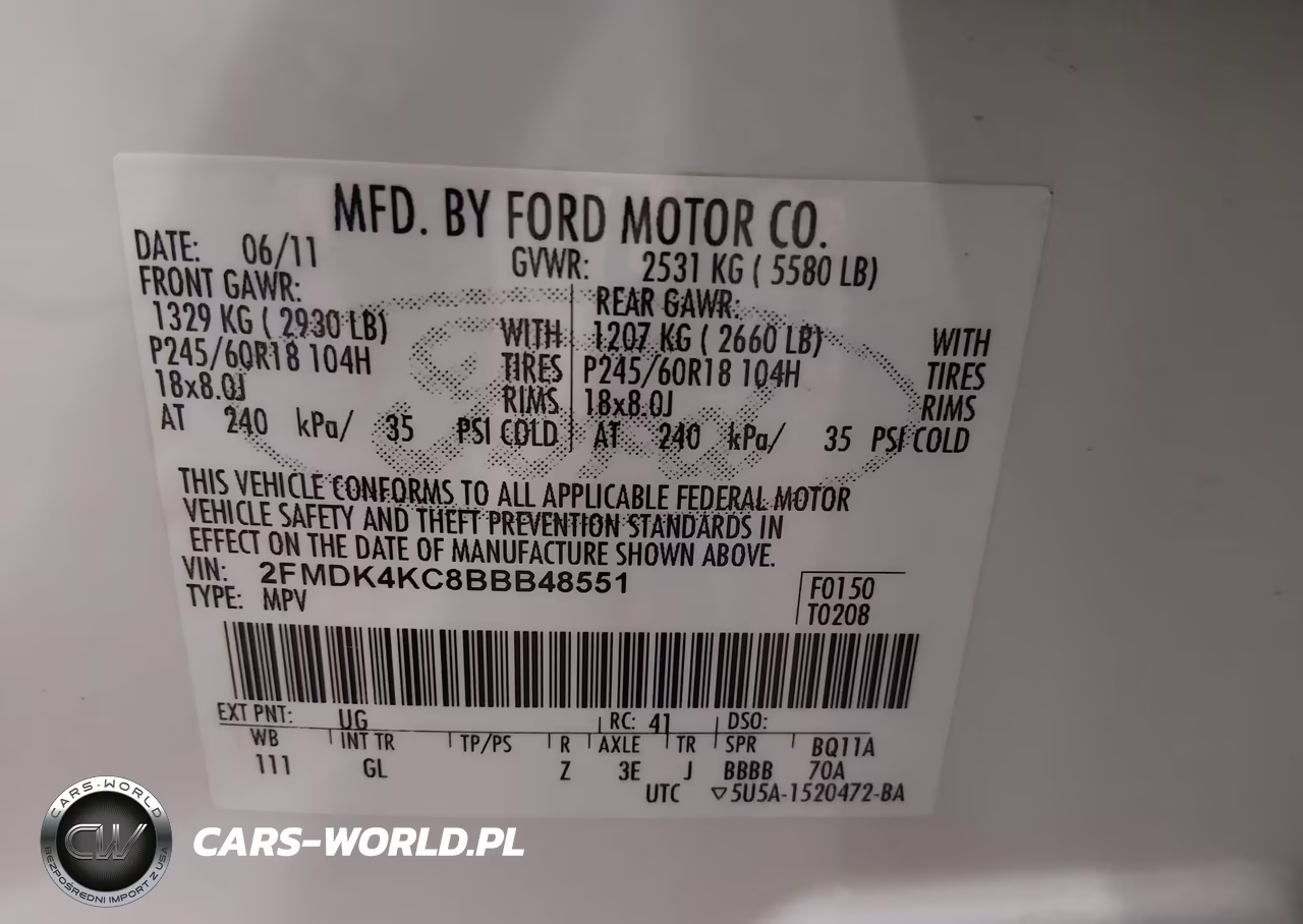 2011 Ford Edge Limited VIN:2FMDK4KC8BBB48551 - 9