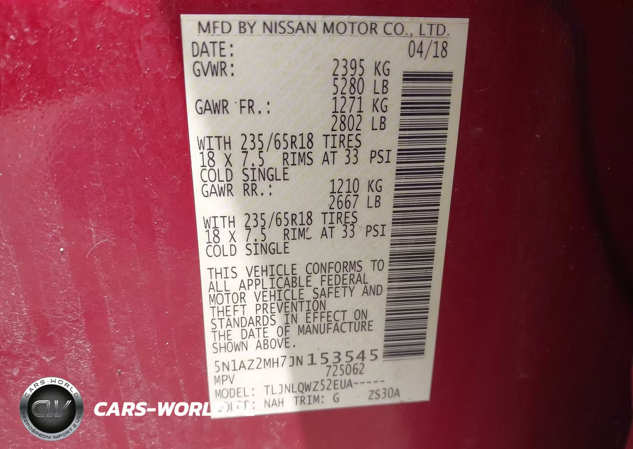 2018 Nissan Murano Sv VIN:5N1AZ2MH7JN153545 - 9