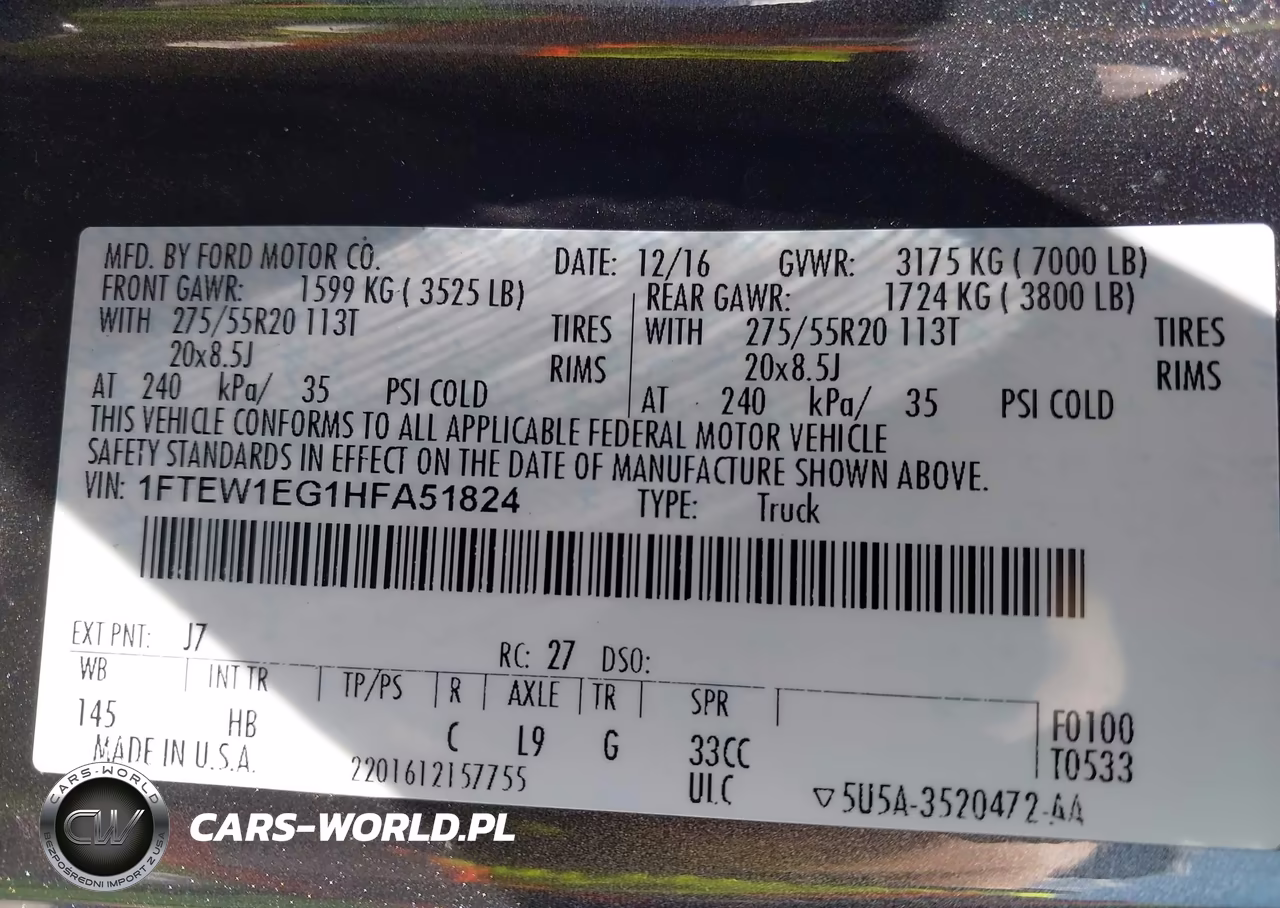2017 Ford F-150 VIN:1FTEW1EG1HFA51824 - 9