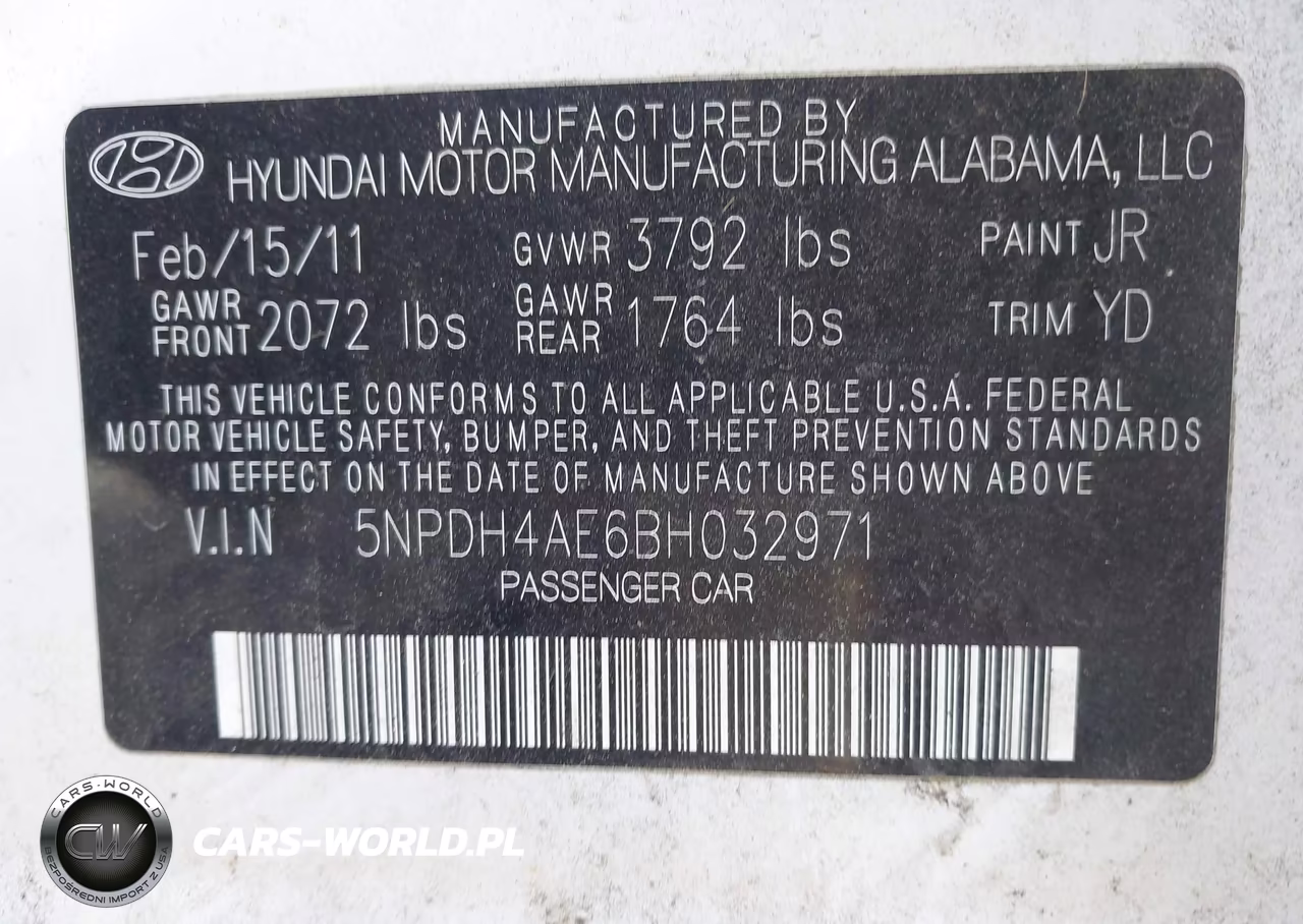 2011 Hyundai Elantra Gls VIN:5NPDH4AE6BH032971 - 9