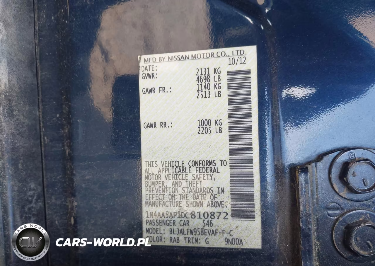 2013 Nissan Maxima 3.5 Sv VIN:1N4AA5AP1DC810872 - 9