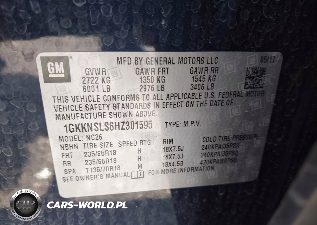 2017 GMC Acadia Sle-2 VIN:1GKKNSLS6HZ301595 - 9