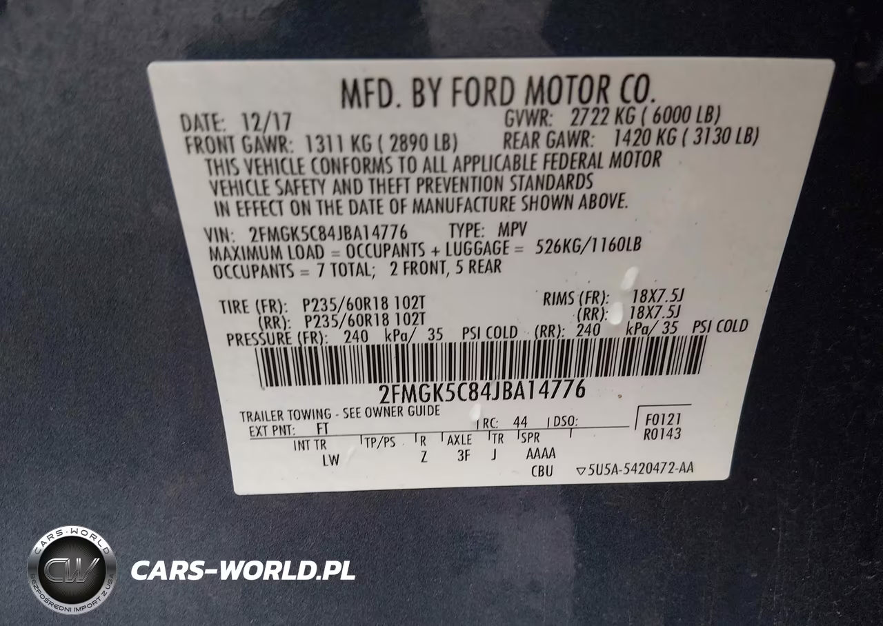 2018 Ford Flex Sel VIN:2FMGK5C84JBA14776 - 9