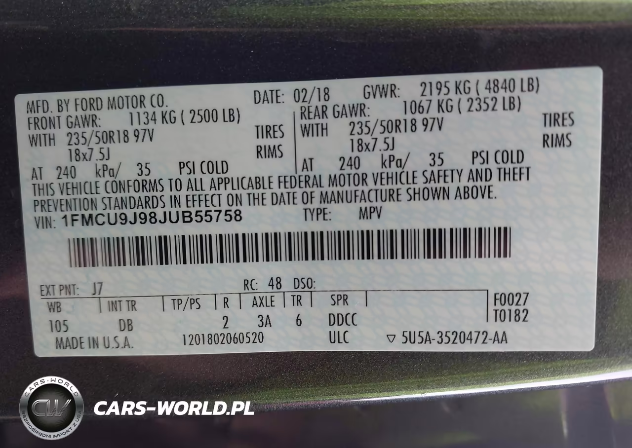 2018 Ford Escape Titanium VIN:1FMCU9J98JUB55758 - 9