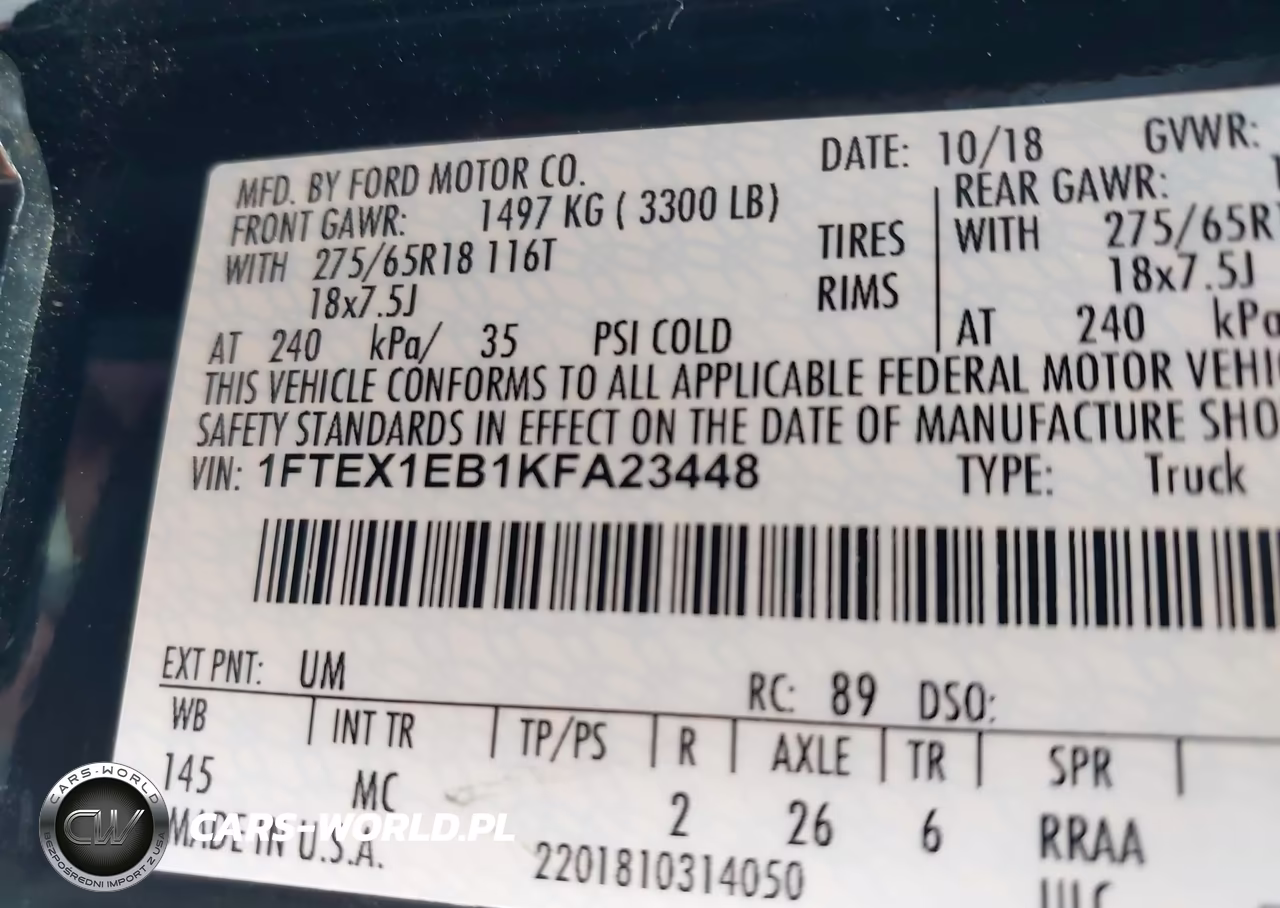2019 Ford F-150 Xlt VIN:1FTEX1EB1KFA23448 - 9