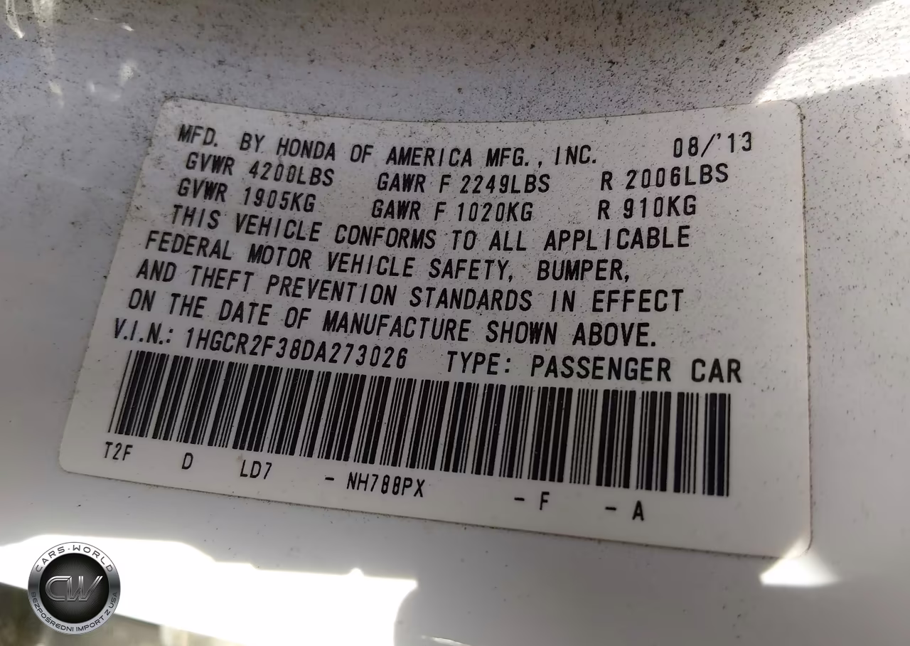2013 Honda Accord Lx VIN:1HGCR2F38DA273026 - 9