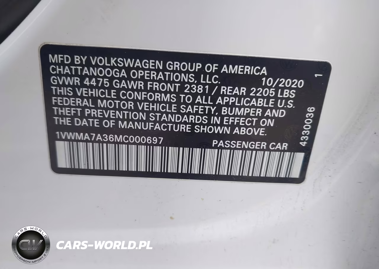 2021 Volkswagen Passat 2.0T R-Line VIN:1VWMA7A36MC000697 - 9