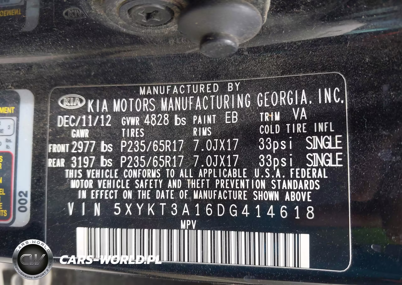 2013 Kia Sorento Lx VIN:5XYKT3A16DG414618 - 9