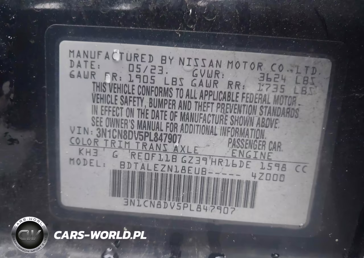 2023 Nissan Versa 1.6 S Xtronic Cvt VIN:3N1CN8DV5PL847907 - 9