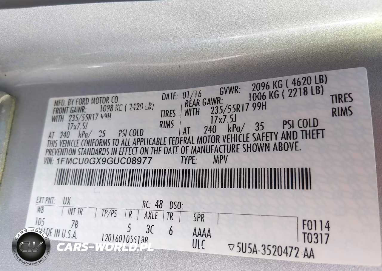 2016 Ford Escape Se VIN:1FMCU0GX9GUC08977 - 9
