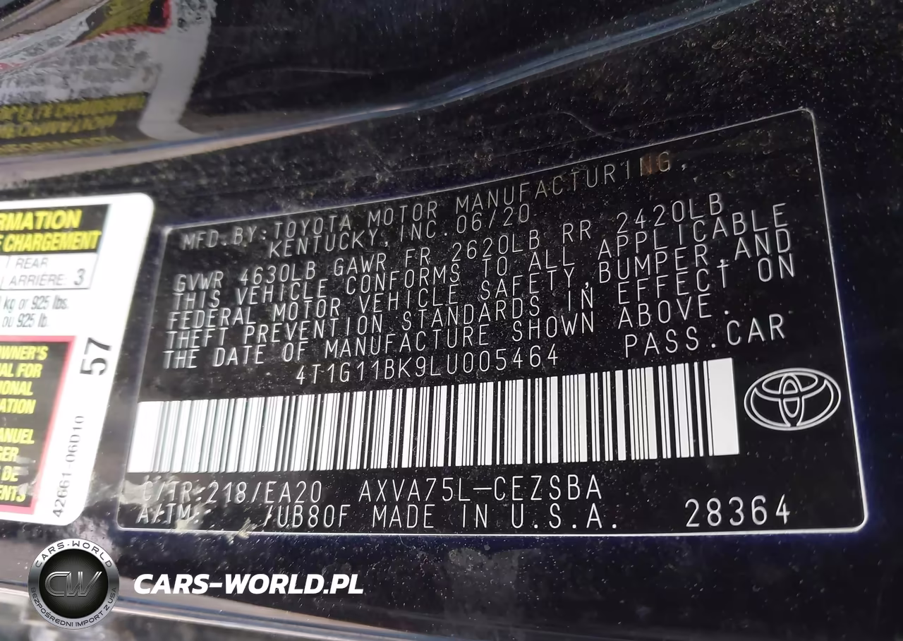 2020 Toyota Camry Se Awd VIN:4T1G11BK9LU005464 - 9