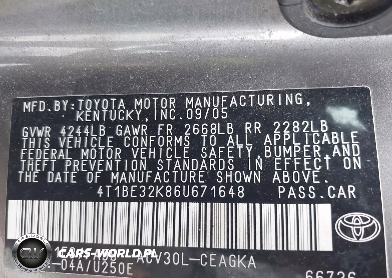 2006 Toyota Camry Xle VIN:4T1BE32K86U671648 - 9