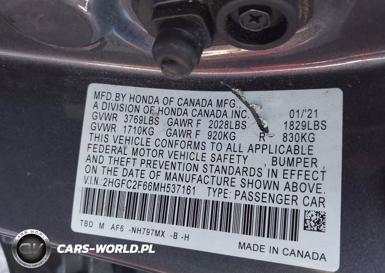 2021 Honda Civic Lx VIN:2HGFC2F66MH537161 - 9