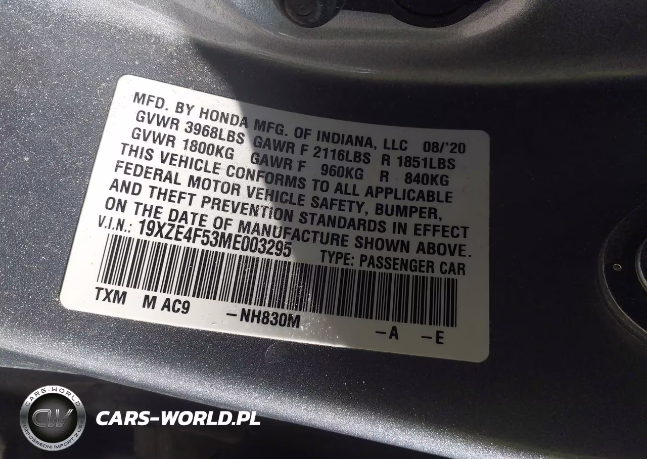 2021 Honda Insight Ex VIN:19XZE4F53ME003295 - 9