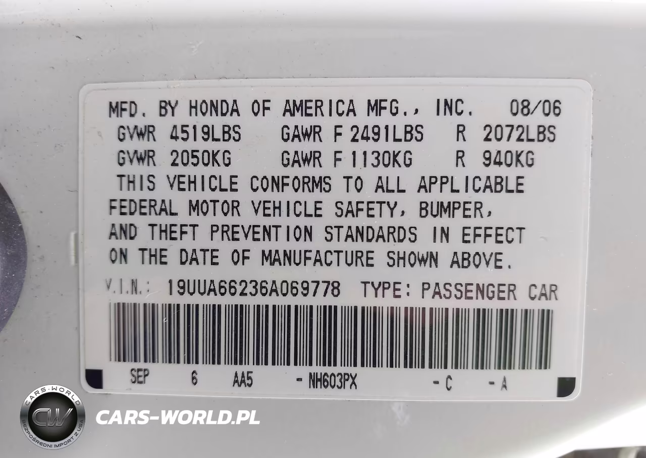2006 Acura Tl VIN:19UUA66236A069778 - 9