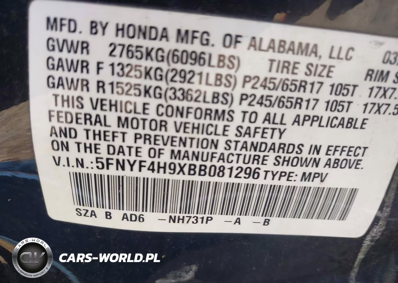 2011 Honda Pilot Touring VIN:5FNYF4H9XBB081296 - 9