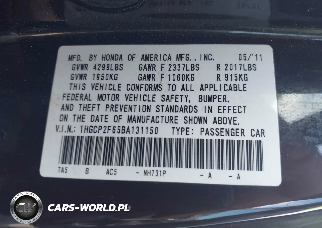2011 Honda Accord 2.4 Se VIN:1HGCP2F65BA131150 - 9