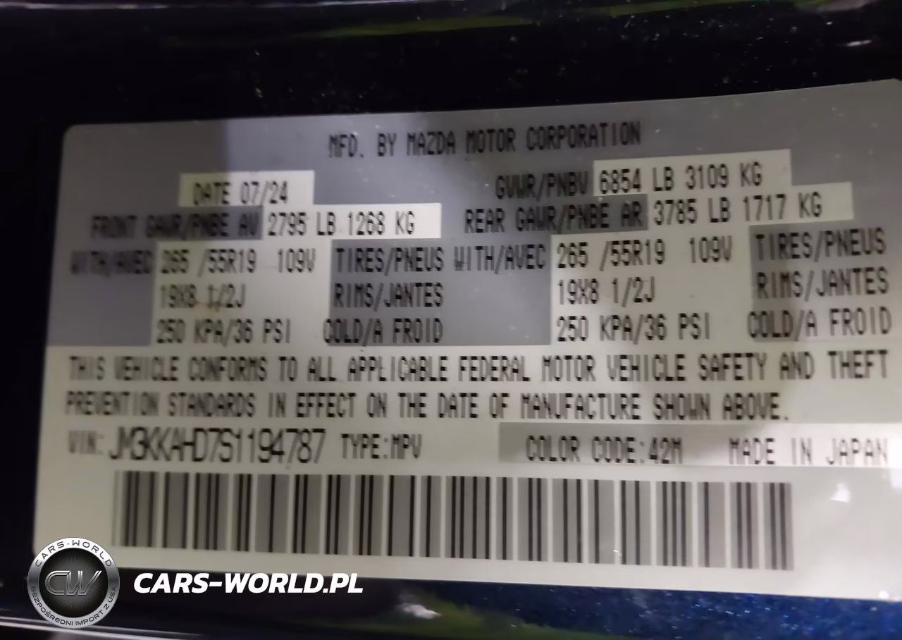 2025 Mazda Cx-90 3.3 Turbo Select Package VIN:JM3KKAHD7S1194787 - 9