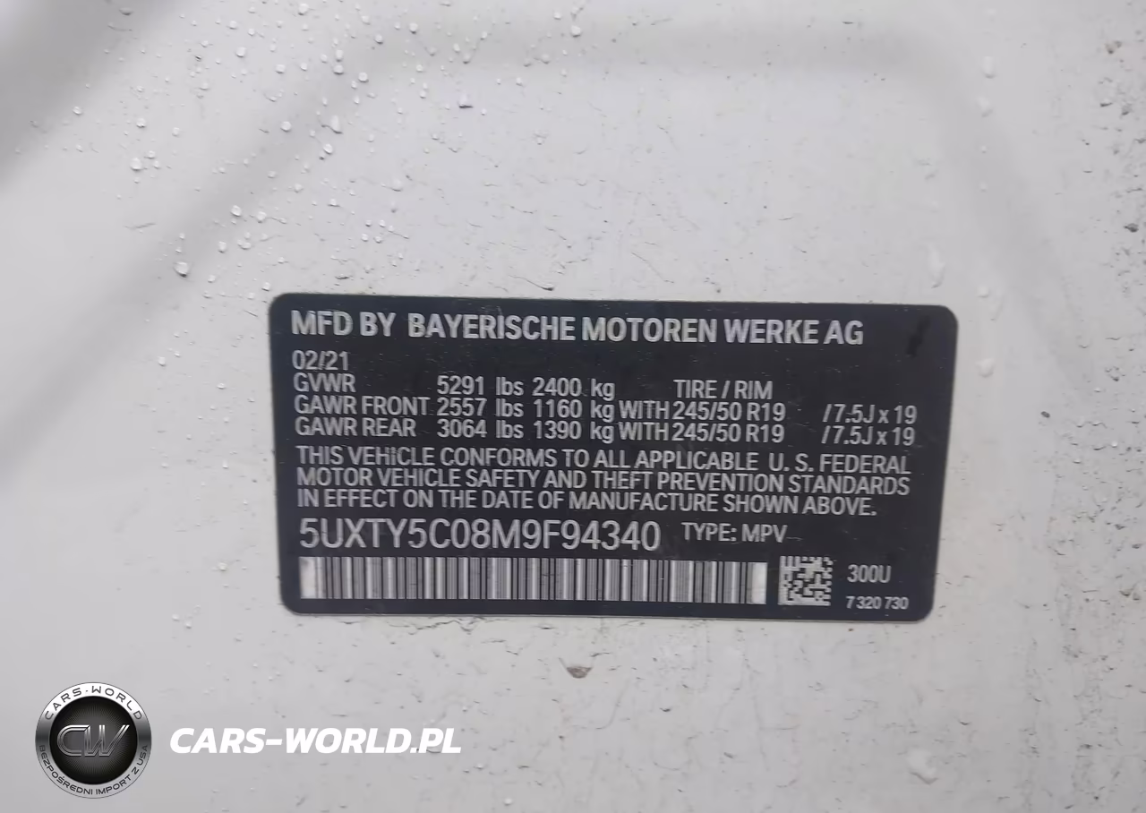2021 BMW X3 xDrive30I VIN:5UXTY5C08M9F94340 - 9