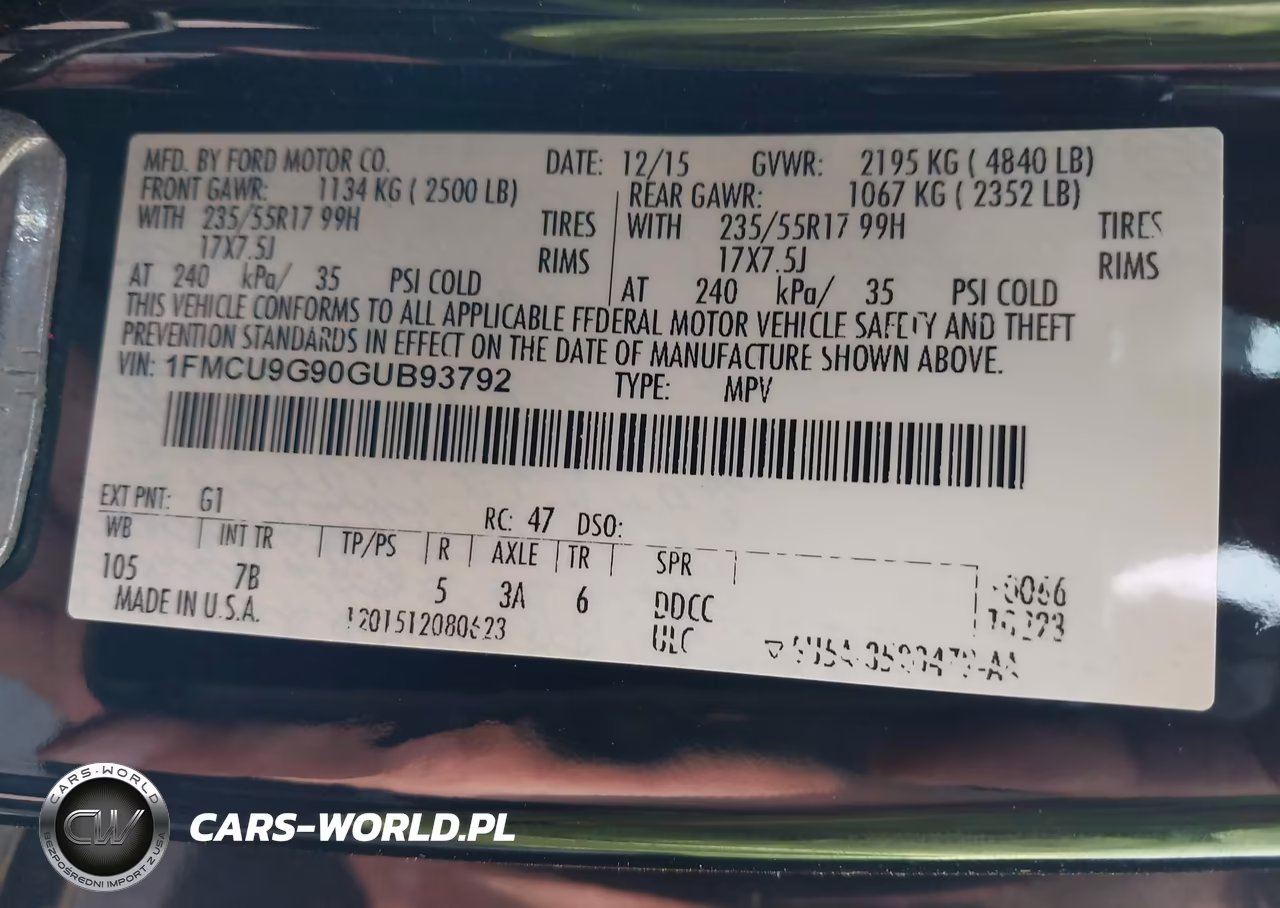 2016 Ford Escape Se VIN:1FMCU9G90GUB93792 - 9