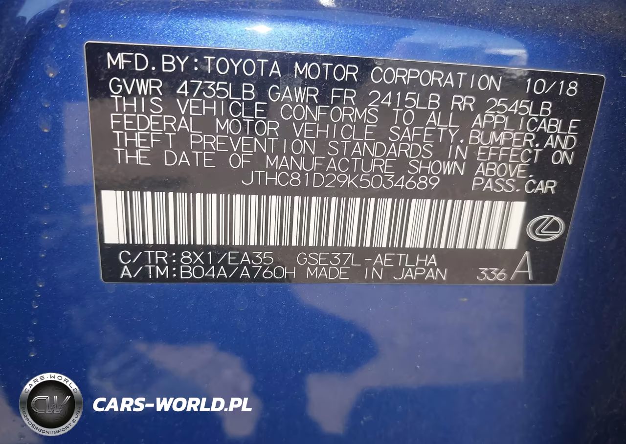 2019 Lexus Is 300 VIN:JTHC81D29K5034689 - 9