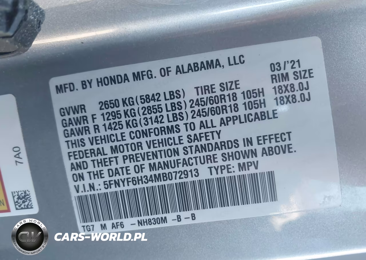 2021 Honda Pilot Awd Ex VIN:5FNYF6H34MB072913 - 9
