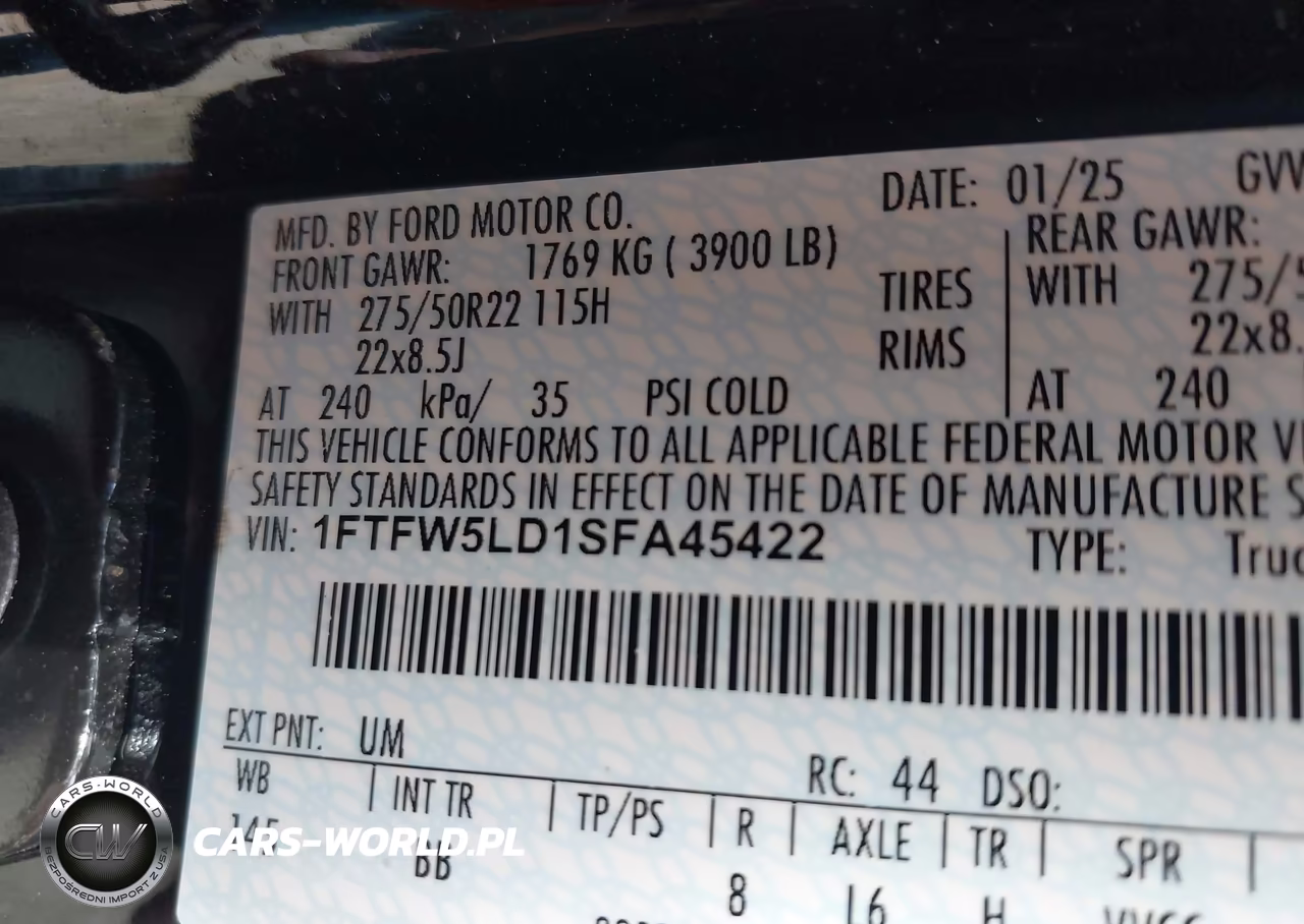 2025 Ford F-150 Lariat VIN:1FTFW5LD1SFA45422 - 9