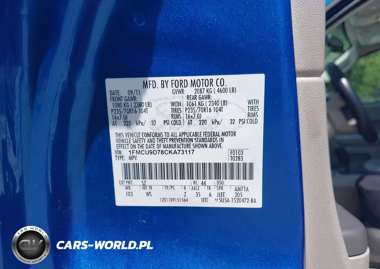 2012 Ford Escape Xlt VIN:1FMCU9D78CKA73117 - 9