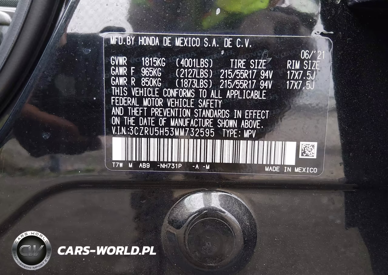 2021 Honda Hr-V 2Wd Ex VIN:3CZRU5H53MM732595 - 9