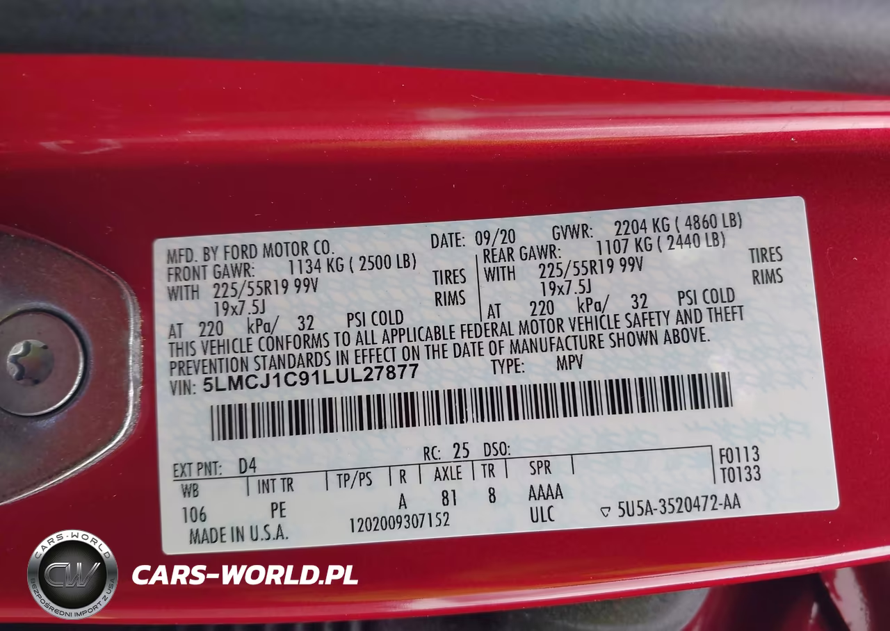 2020 Lincoln Corsair Standard VIN:5LMCJ1C91LUL27877 - 9