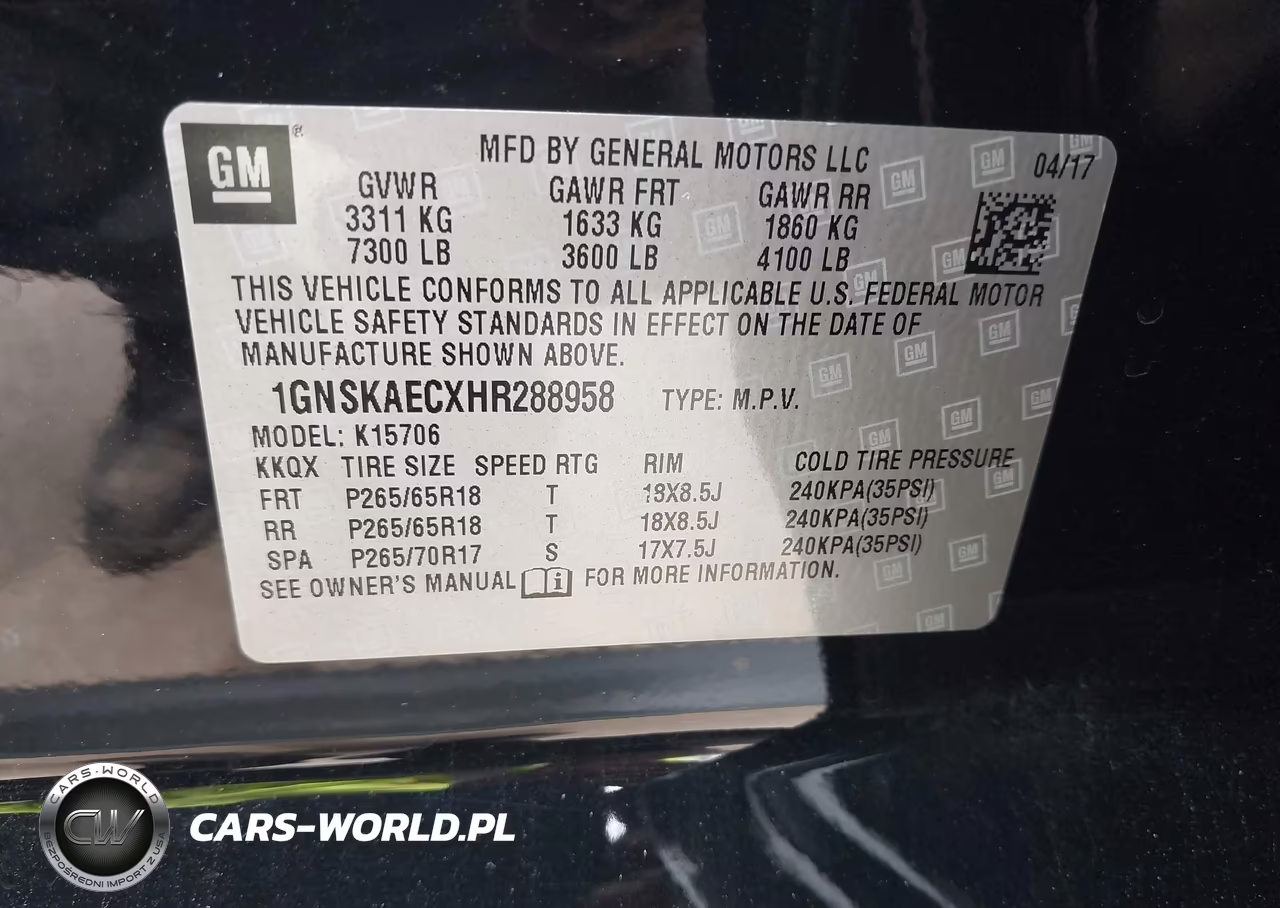 2017 Chevrolet Tahoe Ls VIN:1GNSKAECXHR288958 - 9