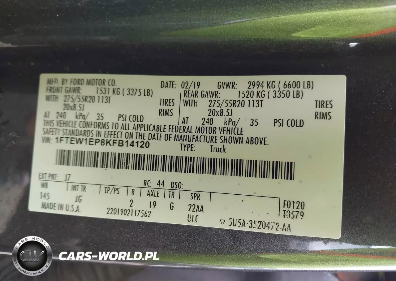 2019 Ford F-150 Xl VIN:1FTEW1EP8KFB14120 - 9