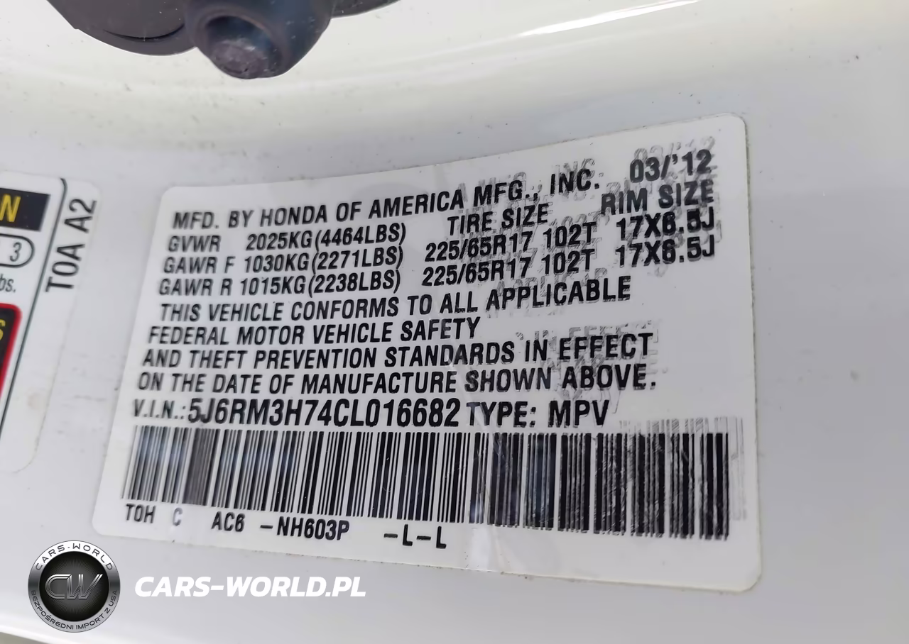 2012 Honda Cr-V Ex-L VIN:5J6RM3H74CL016682 - 9