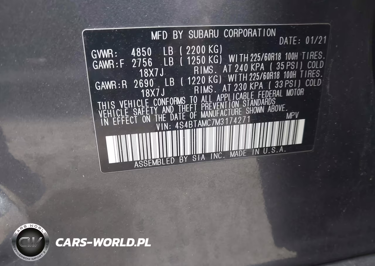 2021 Subaru Outback Limited VIN:4S4BTAMC7M3174271 - 9