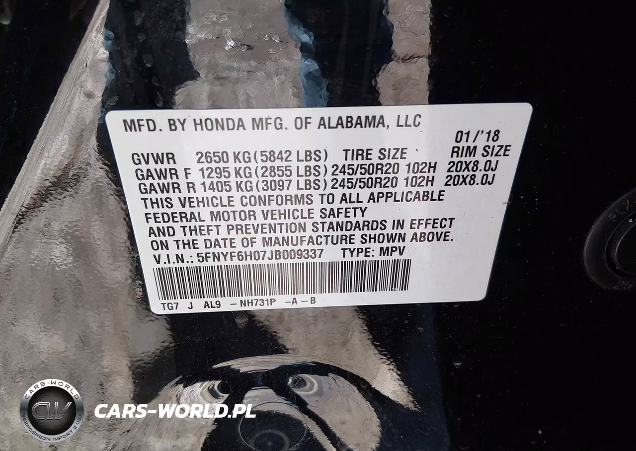 2018 Honda Pilot Elite VIN:5FNYF6H07JB009337 - 8