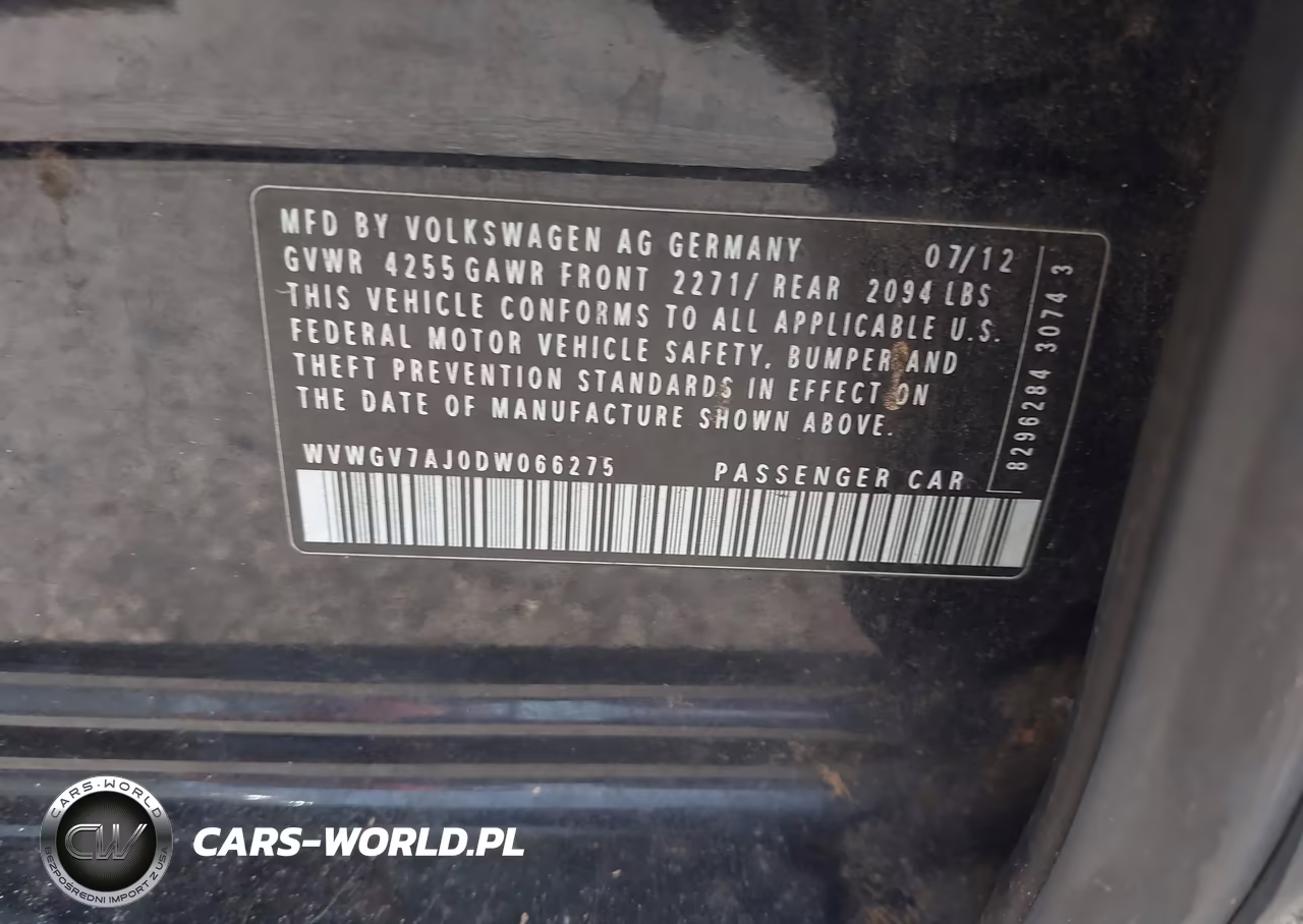 2013 Volkswagen Gti 4-Door VIN:WVWGV7AJ0DW066275 - 9