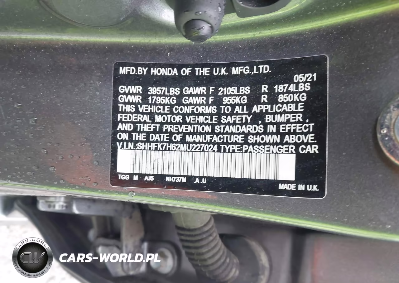 2021 Honda Civic Ex VIN:SHHFK7H62MU227024 - 9