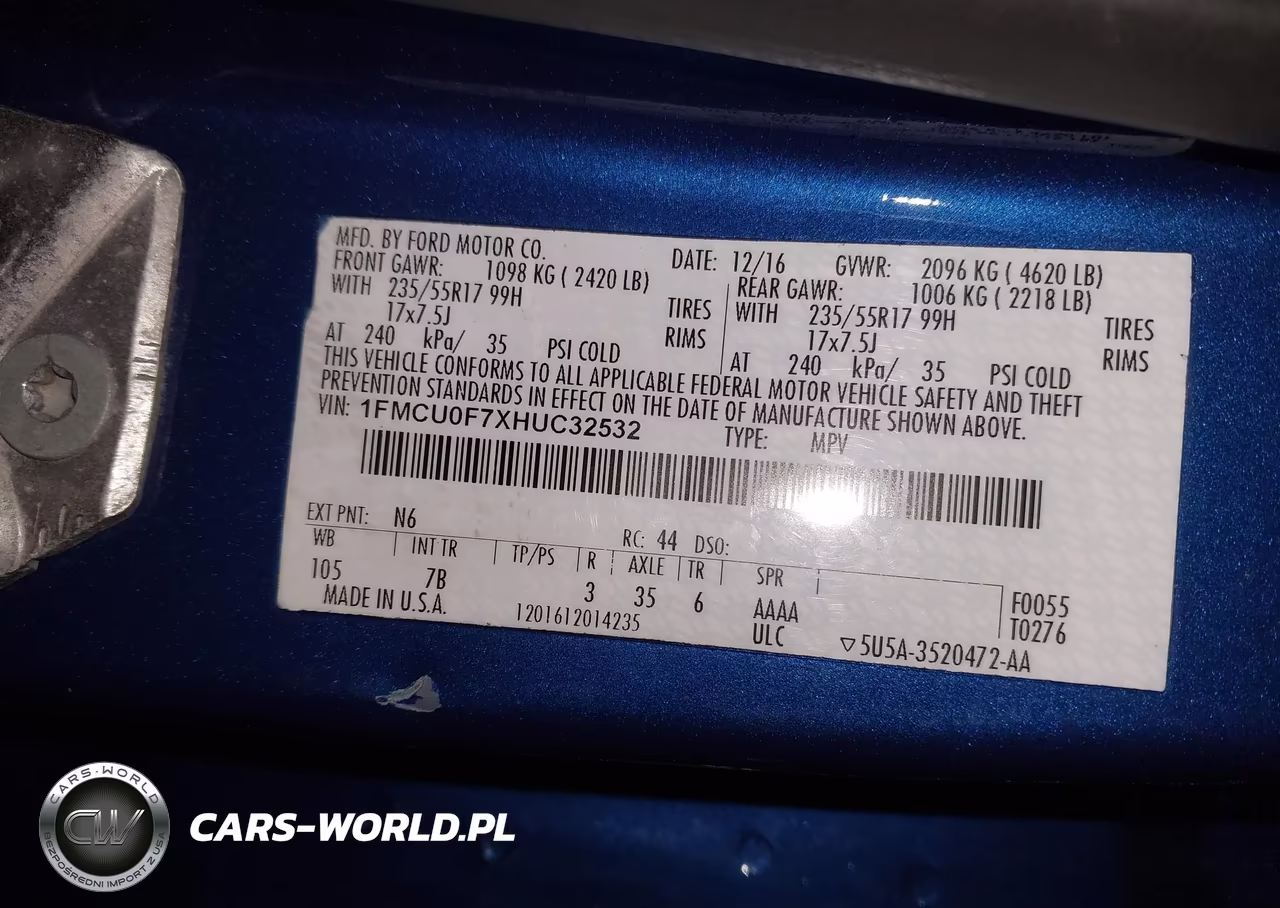 2017 Ford Escape S VIN:1FMCU0F7XHUC32532 - 9