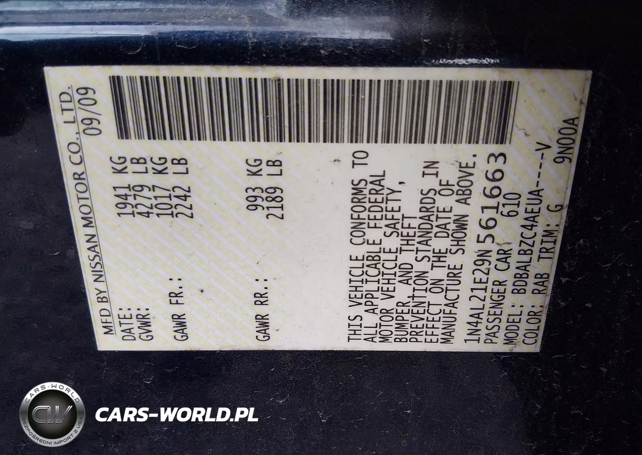 2009 Nissan Altima 2.5 S VIN:1N4AL21E29N561663 - 9