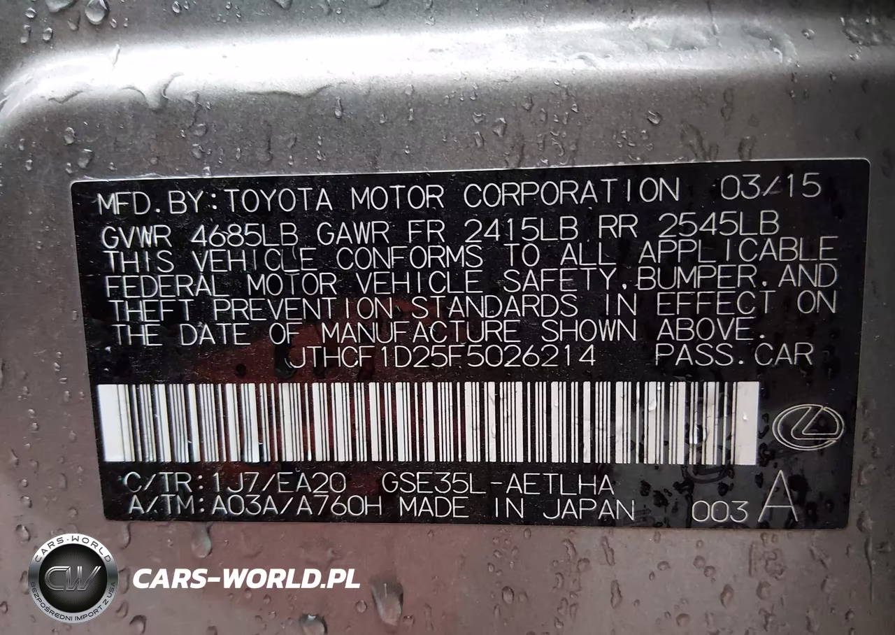 2015 Lexus Is 250 VIN:JTHCF1D25F5026214 - 9
