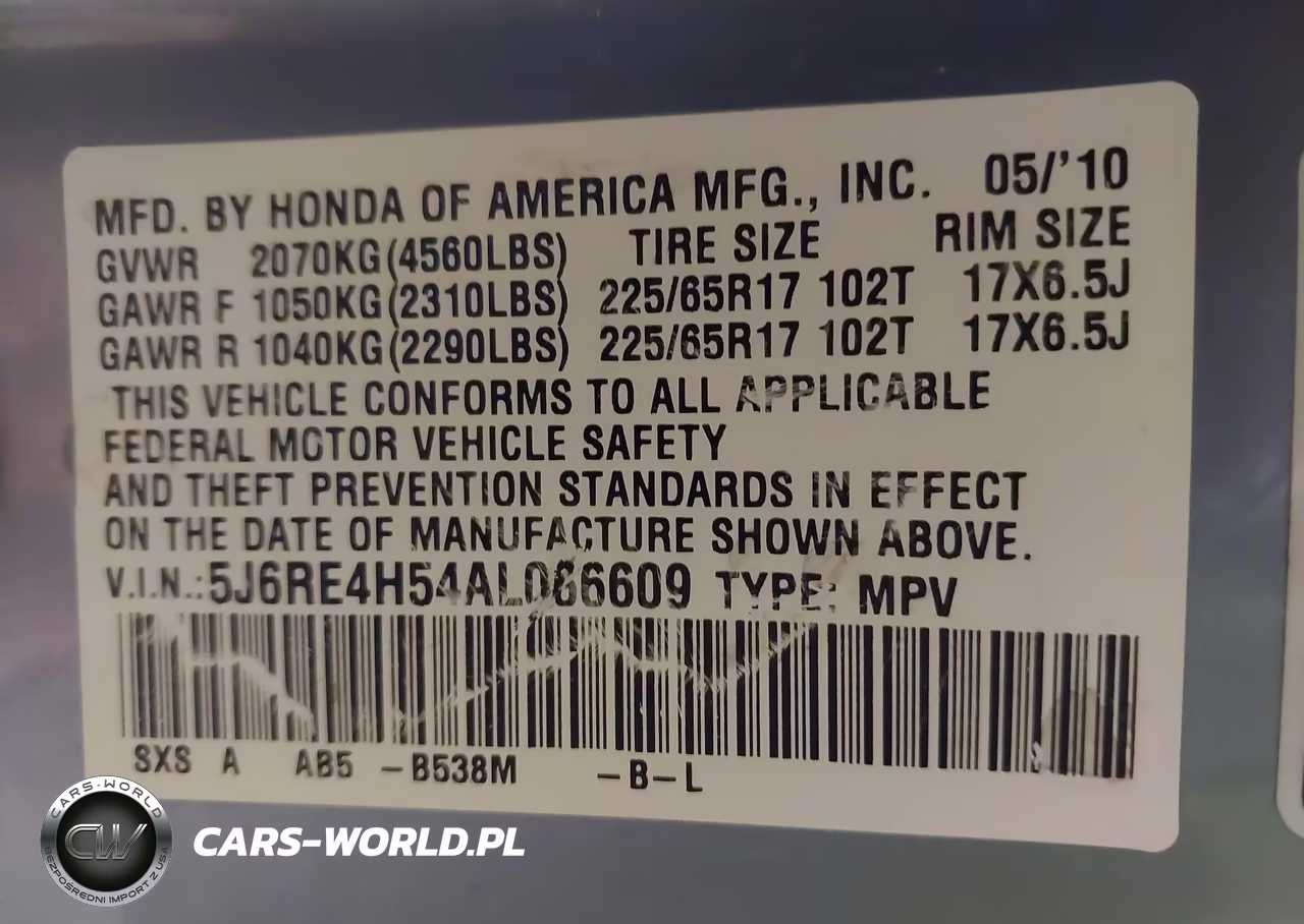 2010 Honda Cr-V Ex VIN:5J6RE4H54AL066609 - 9